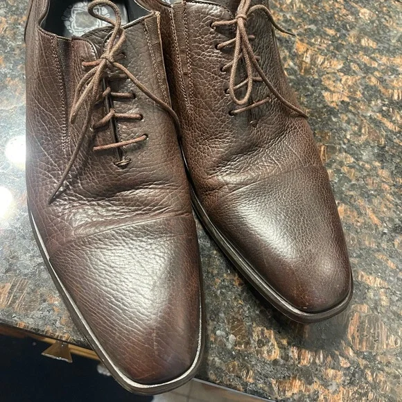 Massimo Dutti Brown Pebble Leather Dress Shoes - Sz 11.5 - Picture 15 of 15